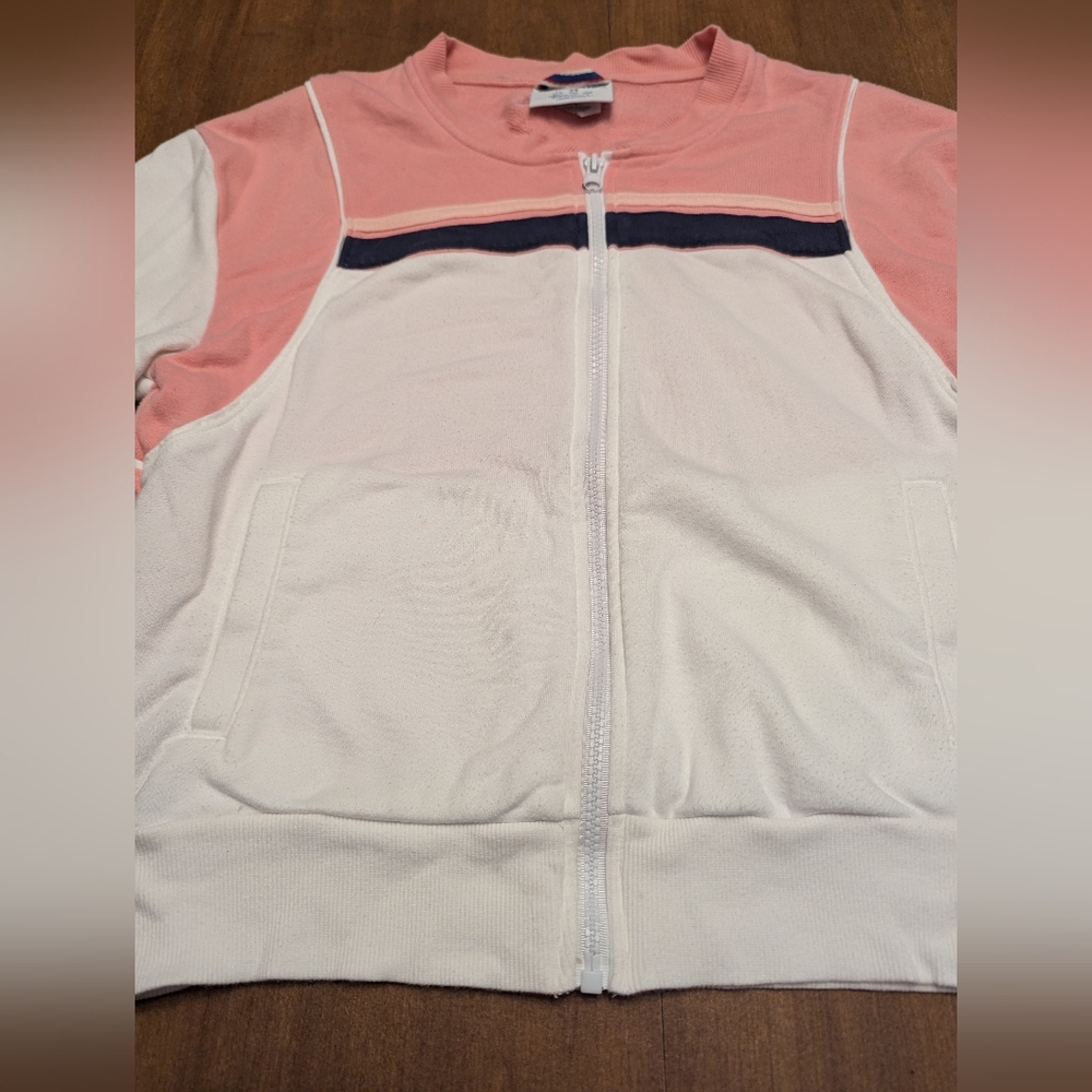 Champion XS White and Pink Zip-Up Warm UpJacket. Vintage. Pockets. - Picture 5 of 10